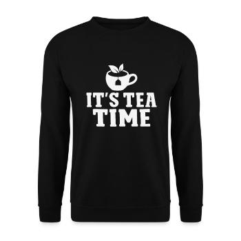 Teeliebhaber Geschenke - Unisex Pullover - Schwarz - Vorne - Alina (178cm) & Michal (187cm)