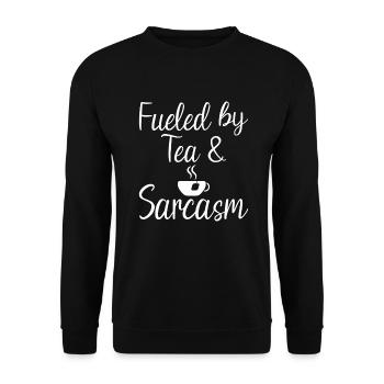 Teeliebhaber Geschenke - Unisex Pullover - Schwarz - Vorne - Alina (178cm) & Michal (187cm)