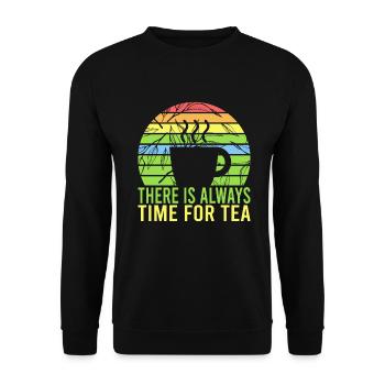 Teeliebhaber Geschenke - Unisex Pullover - Schwarz - Vorne - Alina (178cm) & Michal (187cm)
