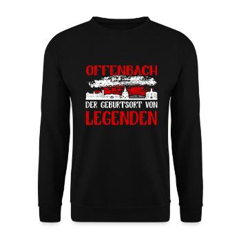 Offenbach Der Geburtsort Von Legenden - Unisex Pullover - Schwarz - Vorne - Alina (178cm) & Michal (187cm)
