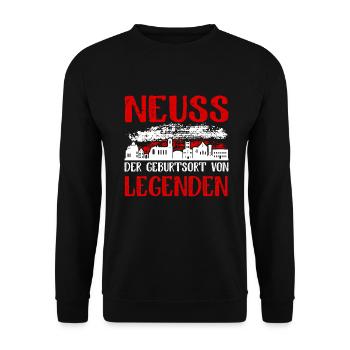 Neuss Der Geburtsort Von Legenden - Unisex Pullover - Schwarz - Vorne - Alina (178cm) & Michal (187cm)