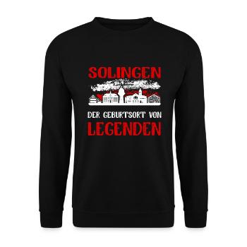 Solingen Der Geburtsort Von Legenden - Unisex Pullover - Schwarz - Vorne - Alina (178cm) & Michal (187cm)