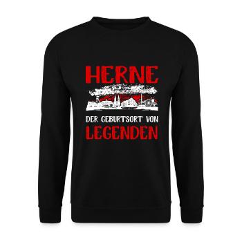 Herne Der Geburtsort Von Legenden - Unisex Pullover - Schwarz - Vorne - Alina (178cm) & Michal (187cm)