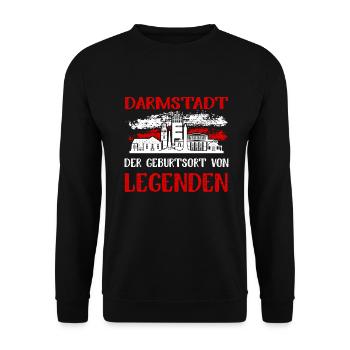 Darmstadt Der Geburtsort Von Legenden - Unisex Pullover - Schwarz - Vorne - Alina (178cm) & Michal (187cm)