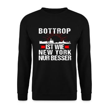Bottrop Ist Wie New York Nur Besser - Unisex Pullover - Schwarz - Vorne - Alina (178cm) & Michal (187cm)