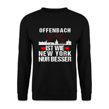 Offenbach Ist Wie New York Nur Besser - Unisex Pullover - Schwarz - Vorne - Alina (178cm) & Michal (187cm)