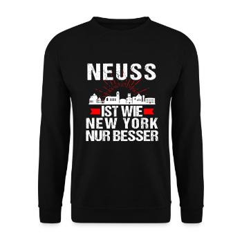 Neuss Ist Wie New York Nur Besser - Unisex Pullover - Schwarz - Vorne - Alina (178cm) & Michal (187cm)