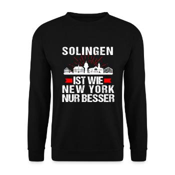 Solingen Ist Wie New York Nur Besser - Unisex Pullover - Schwarz - Vorne - Alina (178cm) & Michal (187cm)