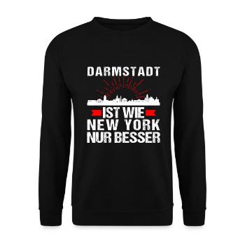Darmstadt Ist Wie New York Nur Besser - Unisex Pullover - Schwarz - Vorne - Alina (178cm) & Michal (187cm)