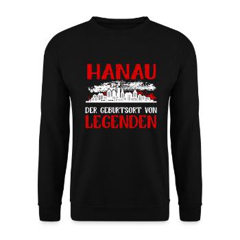 Hanau Der Geburtsort Von Legenden - Unisex Pullover - Schwarz - Vorne - Alina (178cm) & Michal (187cm)