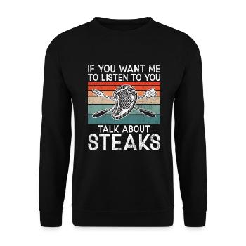 Steak Lover Steak Gift - Unisex Sweatshirt - black - Front - Alina (178cm) & Michal (187cm)