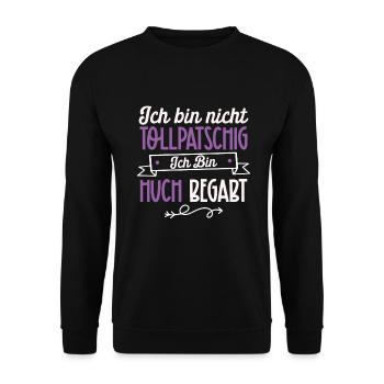 Ich Bin Nicht Tollpatischig Ich Bin Huch Begabt - Unisex Pullover - Schwarz - Vorne - Alina (178cm) & Michal (187cm)