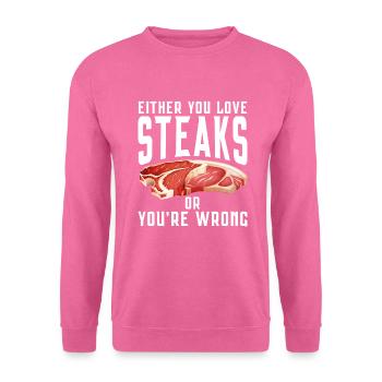 Steak Lover Steak Cadeau - Sweat-shirt Unisexe - rose - Devant