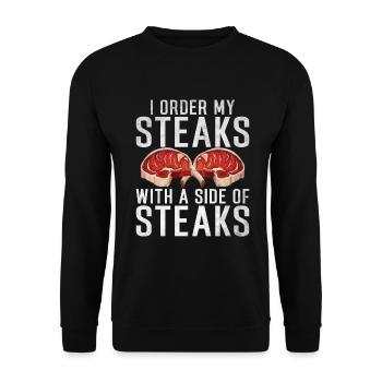 Steak Lover Steak Geschenk - Unisex Pullover - Schwarz - Vorne - Alina (178cm) & Michal (187cm)