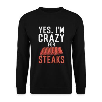Steak Lover Steak Geschenk - Unisex Pullover - Schwarz - Vorne - Alina (178cm) & Michal (187cm)
