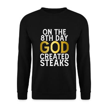 Steak Lover Steak Geschenk - Unisex Pullover - Schwarz - Vorne - Alina (178cm) & Michal (187cm)