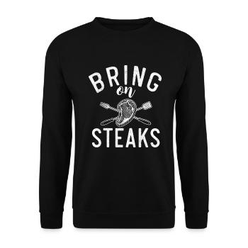 Steak Lover Steak Geschenk - Unisex Pullover - Schwarz - Vorne - Alina (178cm) & Michal (187cm)