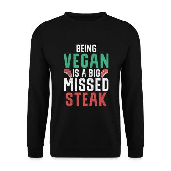 Steak Lover Steak Geschenk - Unisex Pullover - Schwarz - Vorne - Alina (178cm) & Michal (187cm)