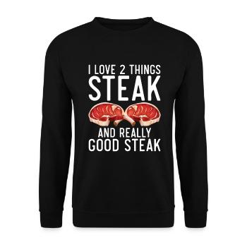 Steak-Liebhaber-Steak-Geschenk - Unisex Pullover - Schwarz - Vorne - Alina (178cm) & Michal (187cm)