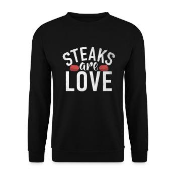 Steak Lover Steak Geschenk - Unisex Pullover - Schwarz - Vorne - Alina (178cm) & Michal (187cm)