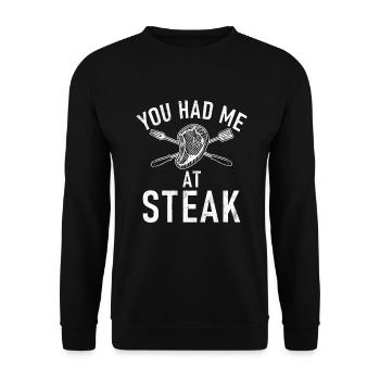 Steak Lover Steak Geschenk - Unisex Pullover - Schwarz - Vorne - Alina (178cm) & Michal (187cm)