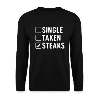 Steak-Liebhaber-Steak-Geschenk - Unisex Pullover - Schwarz - Vorne - Alina (178cm) & Michal (187cm)