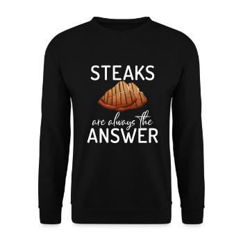 Steak Lover Steak Geschenk - Unisex Pullover - Schwarz - Vorne - Alina (178cm) & Michal (187cm)