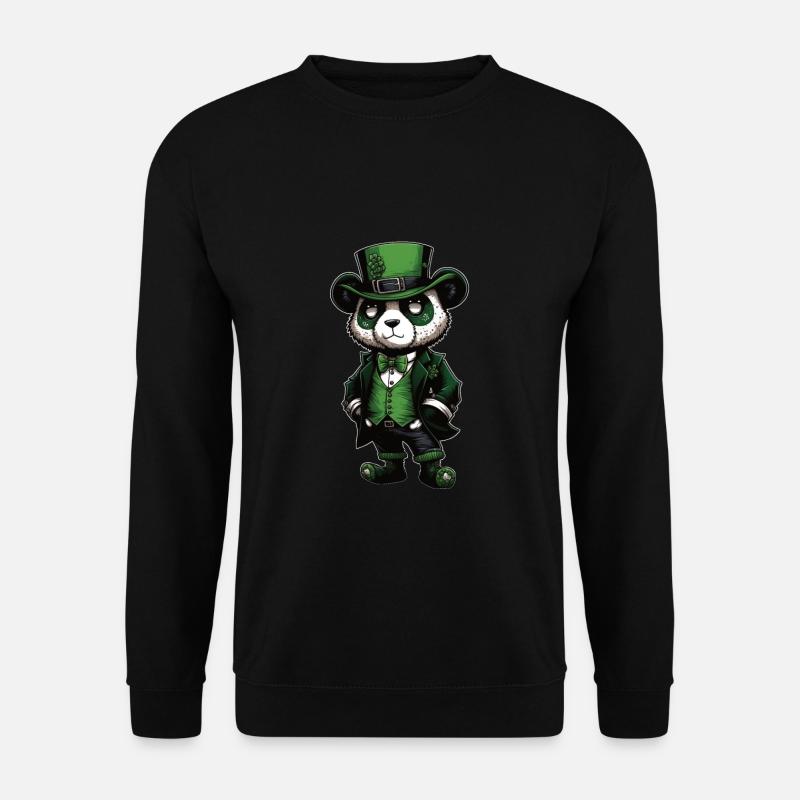 St. Patrick's Day Motif,PANDA - Unisex Sweatshirt - black