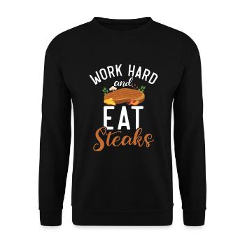 Steak Lover Steak Geschenk - Unisex Pullover - Schwarz - Vorne - Alina (178cm) & Michal (187cm)