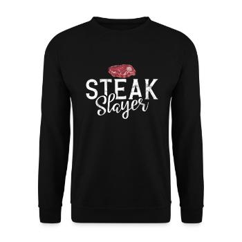 Steak Lover Steak Geschenk - Unisex Pullover - Schwarz - Vorne - Alina (178cm) & Michal (187cm)