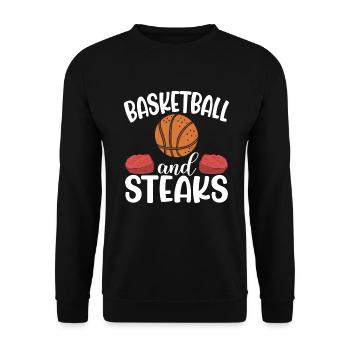 Steak-Liebhaber-Steak-Geschenk - Unisex Pullover - Schwarz - Vorne - Alina (178cm) & Michal (187cm)