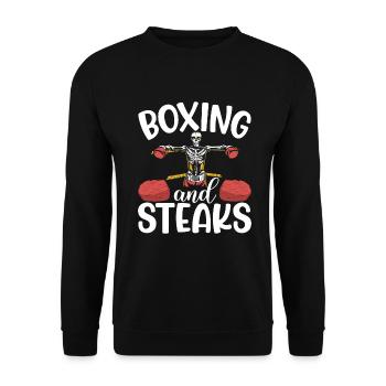 Steak-Liebhaber-Steak-Geschenk - Unisex Pullover - Schwarz - Vorne - Alina (178cm) & Michal (187cm)