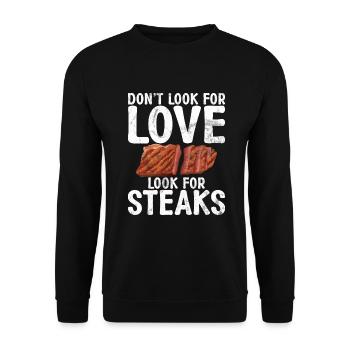 Steak Lover Steak Geschenk - Unisex Pullover - Schwarz - Vorne - Alina (178cm) & Michal (187cm)