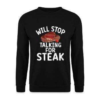 Steak-Liebhaber-Steak-Geschenk - Unisex Pullover - Schwarz - Vorne - Alina (178cm) & Michal (187cm)