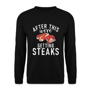 Steak Lover Steak Geschenk - Unisex Pullover - Schwarz - Vorne - Alina (178cm) & Michal (187cm)
