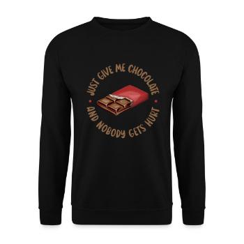 Cadeaux pour les amateurs de chocolat - Sweat-shirt Unisexe - noir - Devant - Alina (178cm) & Michal (187cm)