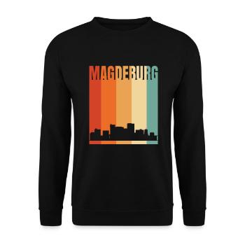 Magdeburg Skyline - Unisex Sweatshirt - black - Front - Alina (178cm) & Michal (187cm)