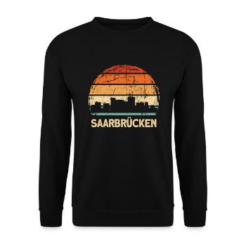 Saarbrücken Skyline - Unisex Pullover - Schwarz - Vorne - Alina (178cm) & Michal (187cm)
