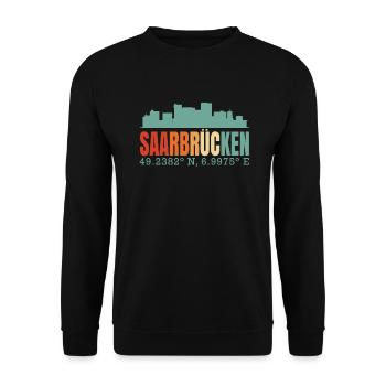 Saarbrücken Skyline - Unisex Pullover - Schwarz - Vorne - Alina (178cm) & Michal (187cm)