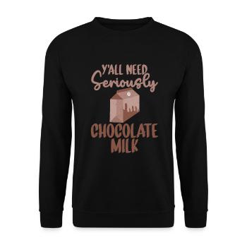 Schokolade Milchliebhaber Geschenke - Unisex Pullover - Schwarz - Vorne - Alina (178cm) & Michal (187cm)