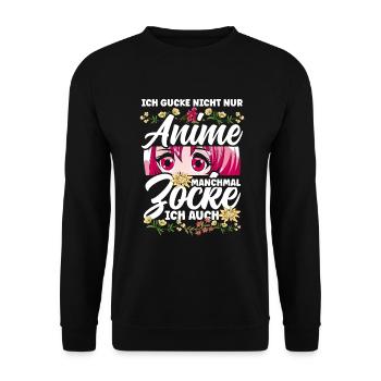 anime Kawaii zocken Gamer Otaku Manga - Unisex Pullover - Schwarz - Vorne - Alina (178cm) & Michal (187cm)