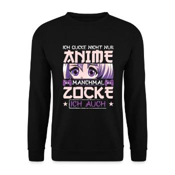 anime Kawaii zocken Gamer Otaku Manga - Unisex Pullover - Schwarz - Vorne - Alina (178cm) & Michal (187cm)
