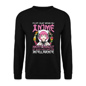 anime Mädchen Kawaii Otaku Manga - Unisex Pullover - Schwarz - Vorne - Alina (178cm) & Michal (187cm)