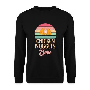 Chicken Nugget Geschenke - Unisex Pullover - Schwarz - Vorne - Alina (178cm) & Michal (187cm)
