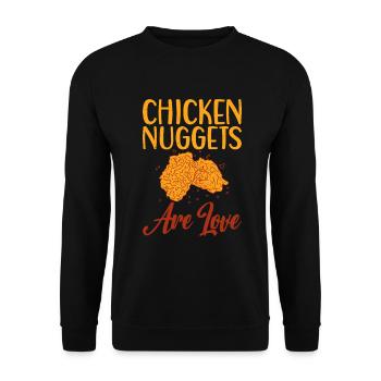 Chicken Nugget Geschenke - Unisex Pullover - Schwarz - Vorne - Alina (178cm) & Michal (187cm)