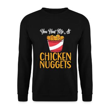 Chicken Nugget Geschenke - Unisex Pullover - Schwarz - Vorne - Alina (178cm) & Michal (187cm)
