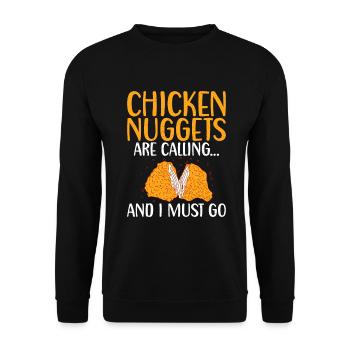 Chicken Nugget Geschenke - Unisex Pullover - Schwarz - Vorne - Alina (178cm) & Michal (187cm)