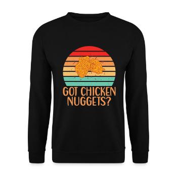 Chicken Nugget Geschenke - Unisex Pullover - Schwarz - Vorne - Alina (178cm) & Michal (187cm)