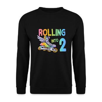 2nd birthday inline skating - Unisex Sweatshirt - black - Front - Alina (178cm) & Michal (187cm)