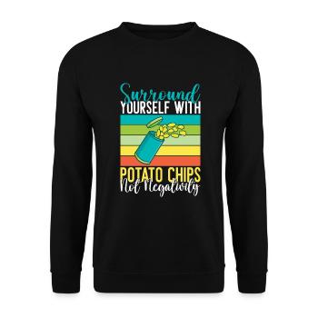 Cadeau de croustilles - Sweat-shirt Unisexe - noir - Devant - Alina (178cm) & Michal (187cm)